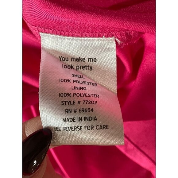RAHI Cierra Cutout Balloon Sleeve Satin Midi Dress Fuchsia Womens Size Small - Picture 9 of 11